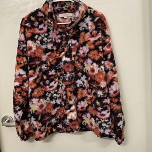 Loft, large, petite fleece, floral, cozy cute